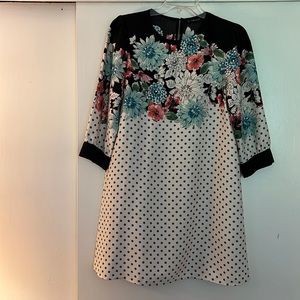 Zara Basic black floral and dot dress - never worn